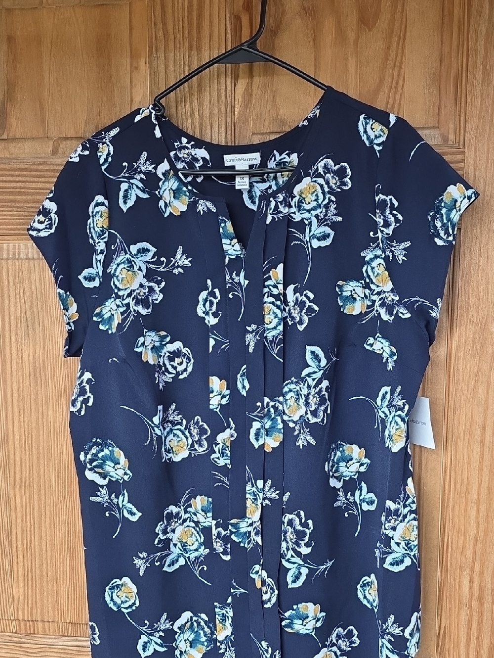Croft & Barrow Navy Floral Blouse 1X NWT